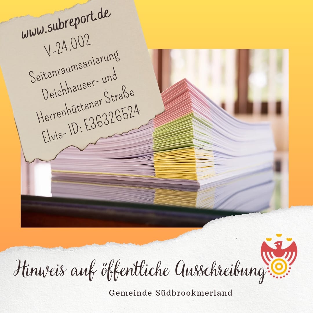 Hinweis auf öffentliche Ausschreibung