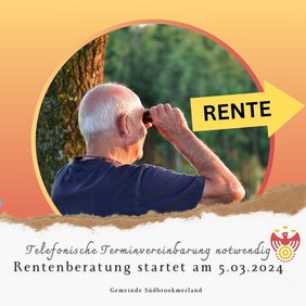 Ein älterer Mann blickt mit einem Fernglas in die Ferne